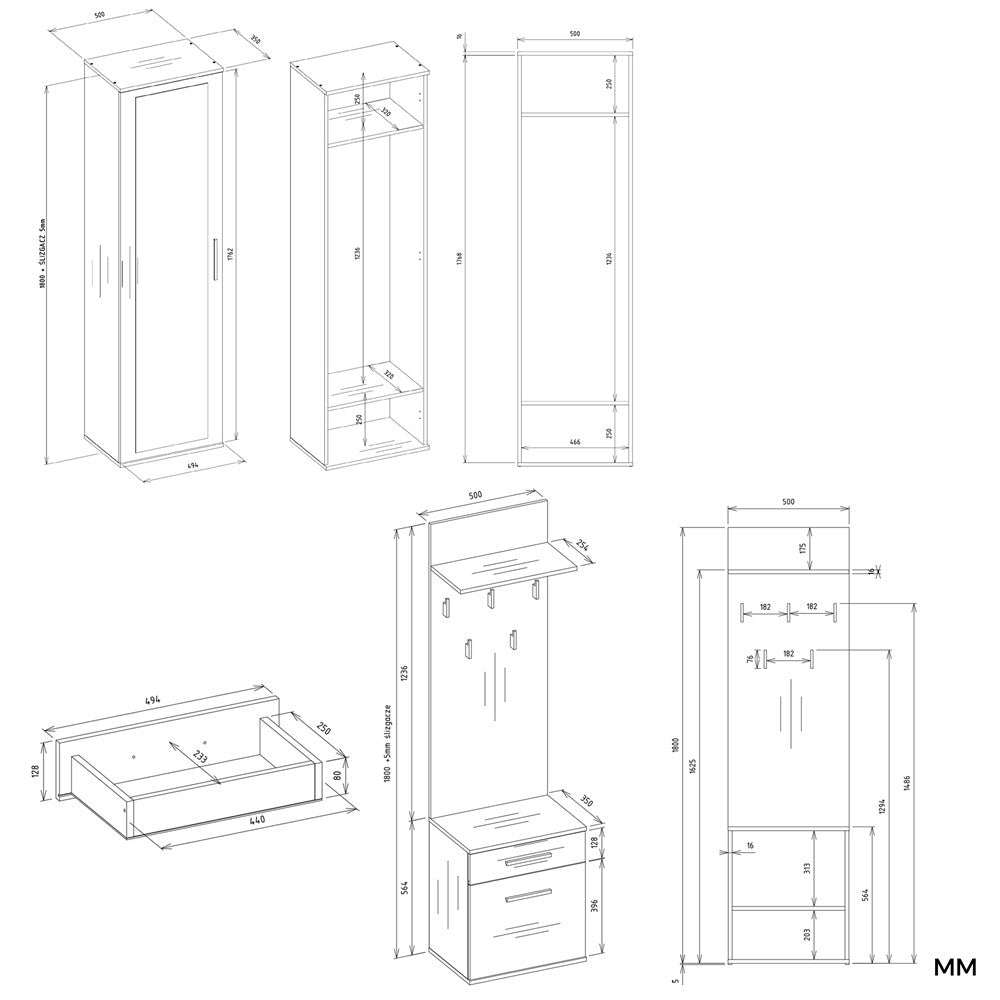 Garderobe DUO ANTHRAZIT ARTISAN – Produktabbildung 6
