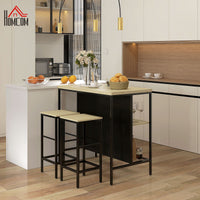 Bar set, 2 bar stools & 1 bar table, stain-resistant, stable, steel frame, black/oak (2)