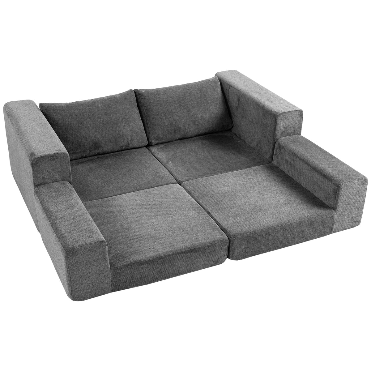 HOMCOM Schlafsofa 4-in-1 Schlaffunktion ausziehbar Klappsofa Kissen 2 Sitzer Grau