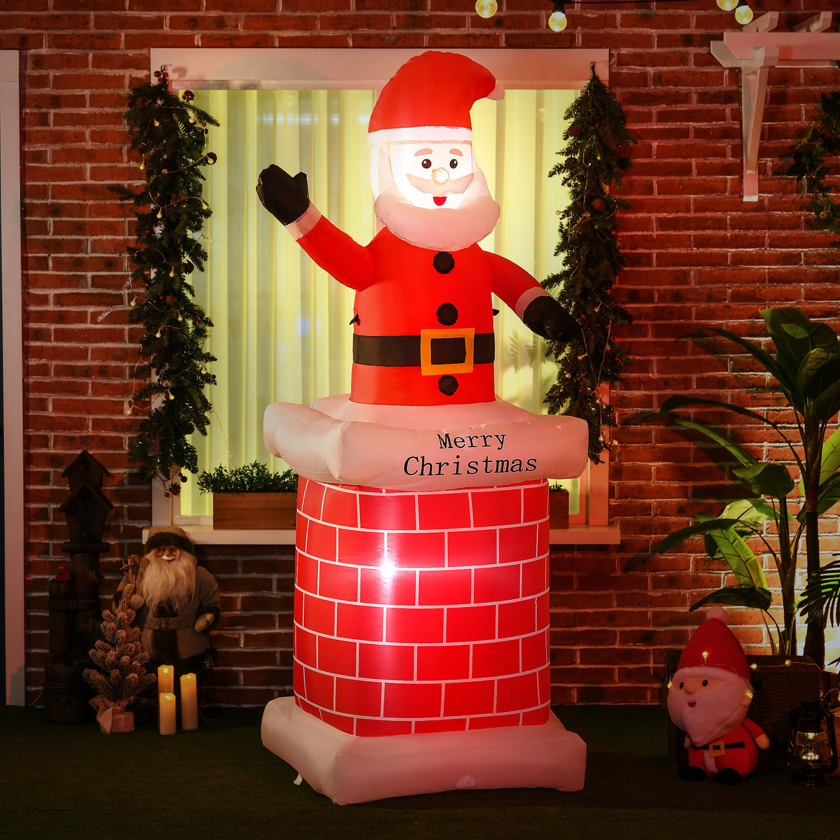 Inflatable Santa Claus with chimney, LED lighting, integrated blower, 80 x 70 x 210 cm (2)