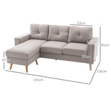 3-seater corner sofa, linen look, reversible chaise longue, 193x136x85 cm, light grey (3)