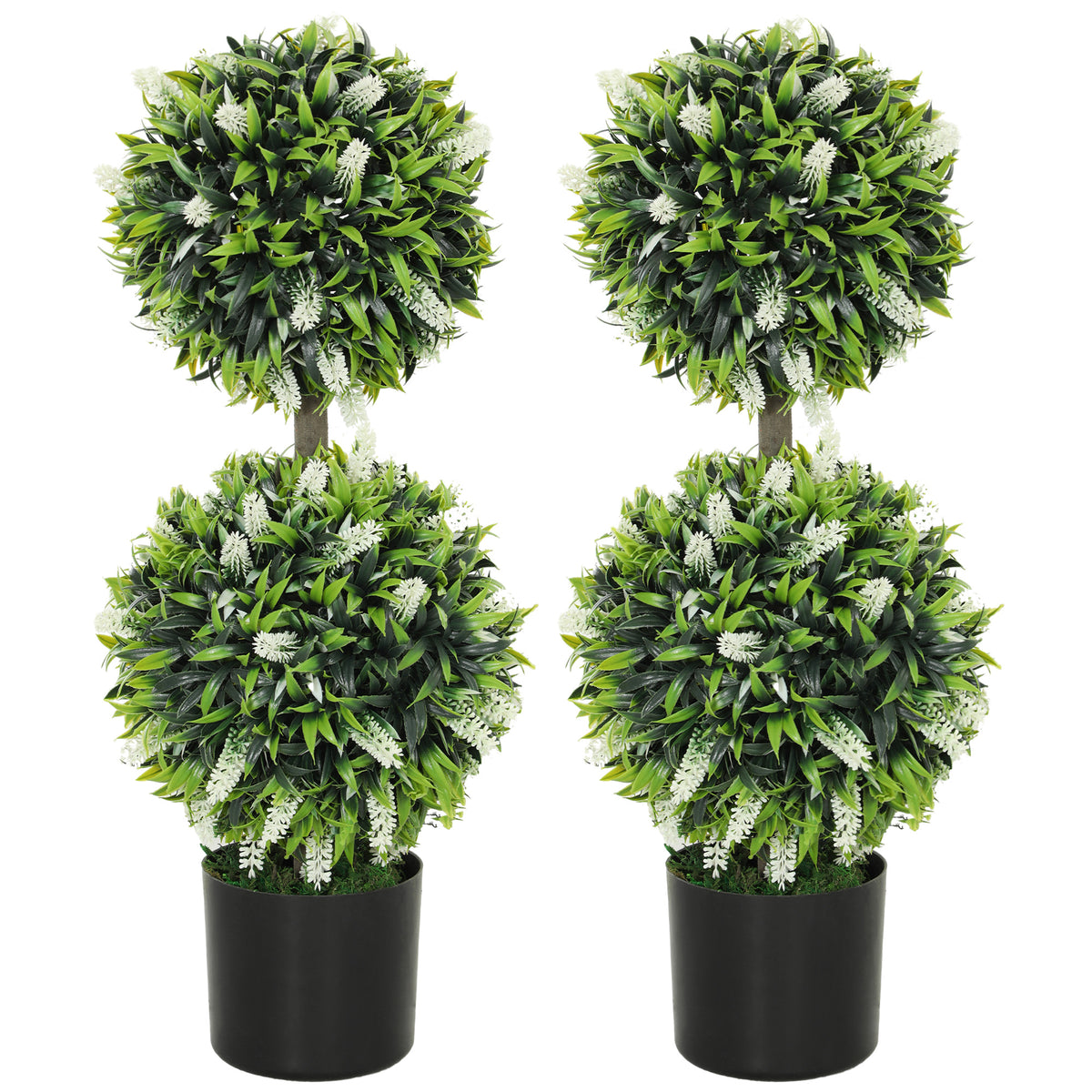 HOMCOM 2er-Set Künstliche Pflanzen, UV-beständige Kunstpflanze im Blumentopf, 70 cm Zimmerpflanze für