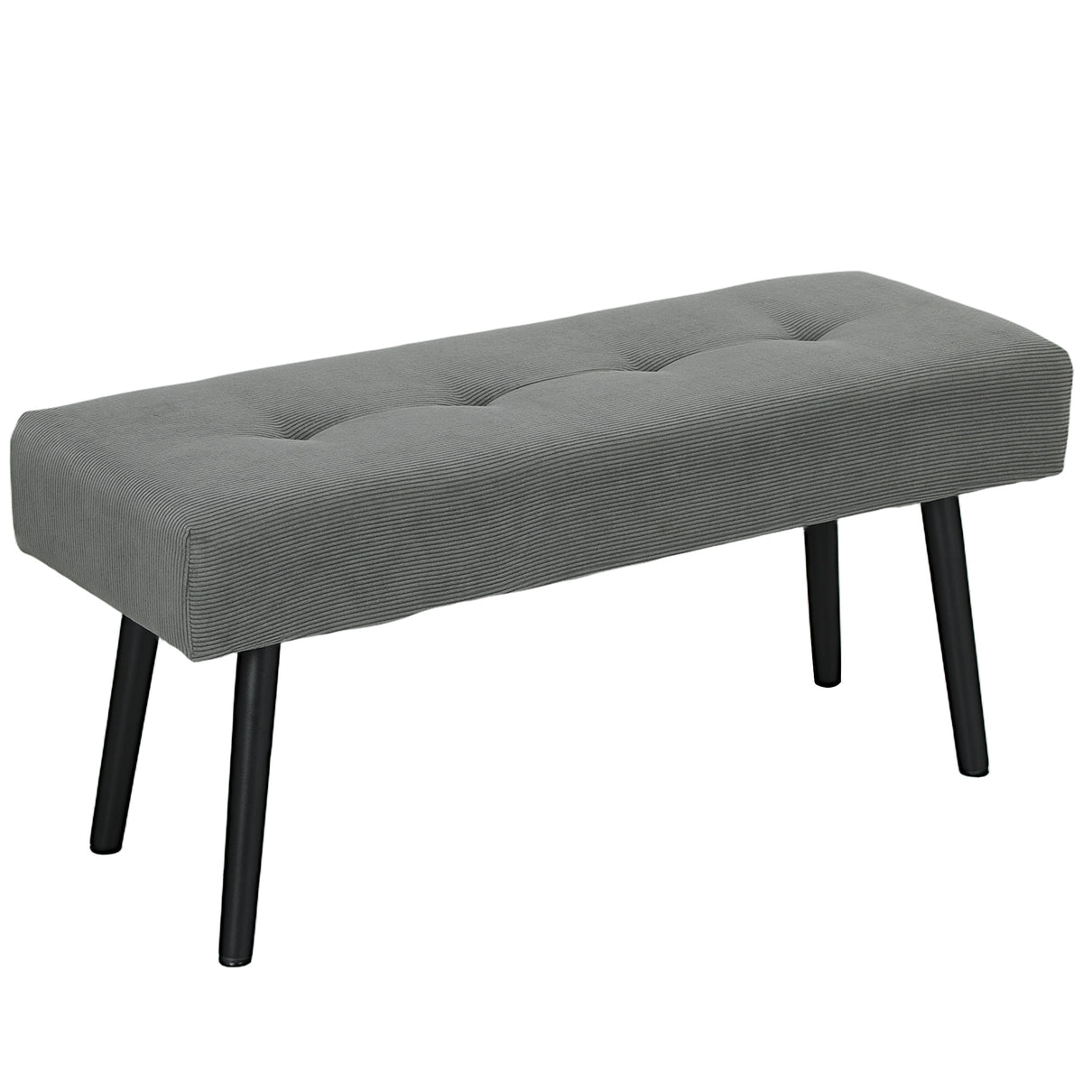 HOMCOM Sitzbank Polsterbank mit Cordbezug, Bettbank mit Metallbeine, Schuhbank 100 x 36 x 45 cm Grau