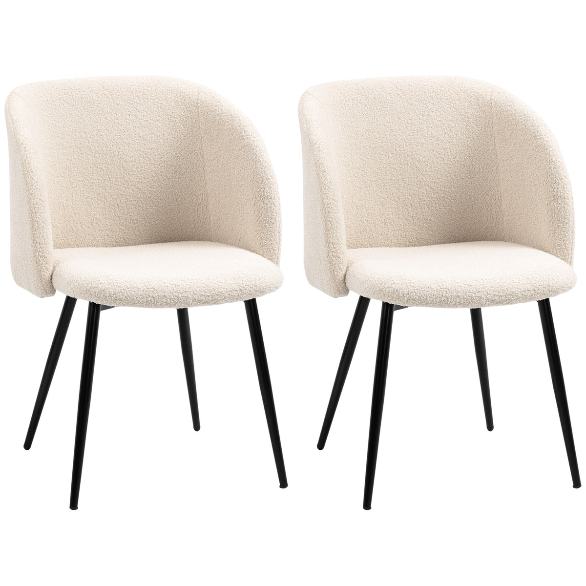 Set of 2 dining chairs, upholstered chairs with fabric cover, kitchen chairs with steel legs, curved backrest