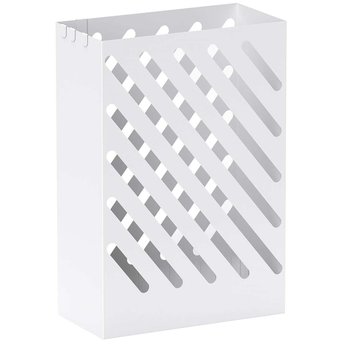 HOMCOM Regenschirmständer mit Tropfschale, 4 Haken, Stahl, 28L x 14B x 41H cm, Weiß