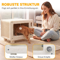 PawHut Katzenhaus im TV-Design, Katzenhöhle mit Hängematte und Spielball, Sisal-Kratzmatte, für Katzen – Produktabbildung 4