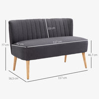 HOMCOM 2-Sitzer Sofa, weiche Polsterung, pflegeleichter Bezug, bis 220 kg, 117 x 56,5 x 77 cm – Produktabbildung 3