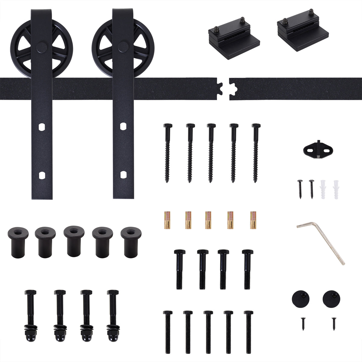 HOMCOM Gleitschienen-Bausatz für Schiebetür, rustikales Design, Karbonstahl, 200x4x0,6 cm, bis 90 kg – Produktabbildung 8