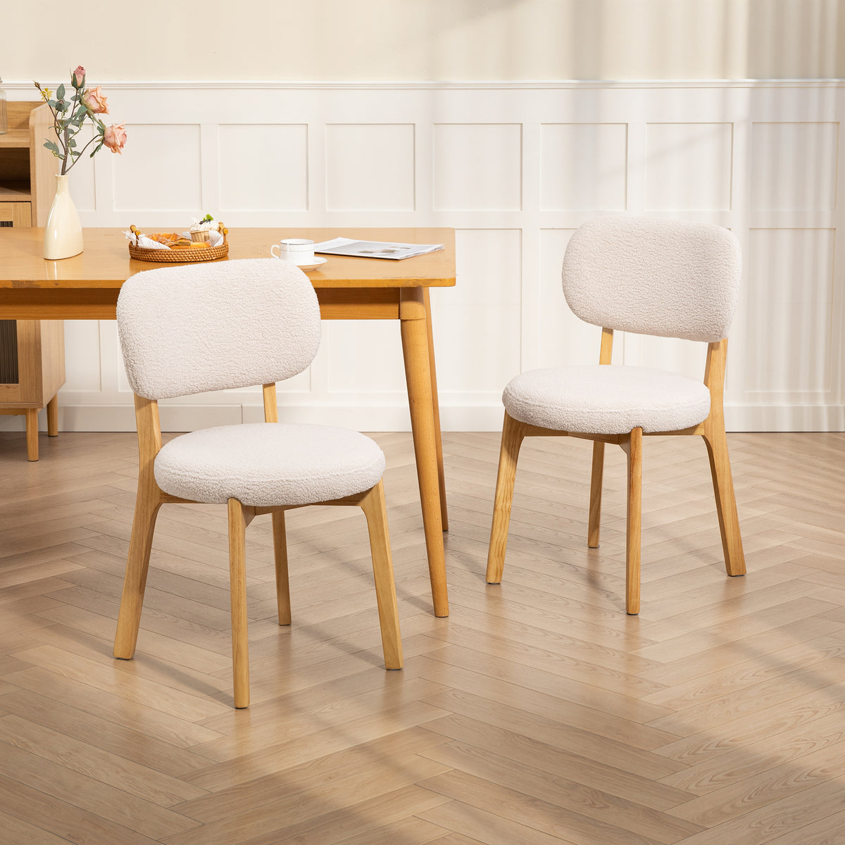 HOMCOM Esszimmerstühle 2er-Set, Küchenstuhl mit breitem Sitz, geschwungener Rückenlehne, für Wohnzimmer – Produktabbildung 2