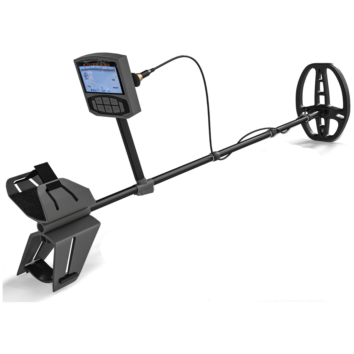 Metal detector for adults 5 modes portable locator with alarm coil LCD display IP68 waterproof dark gray