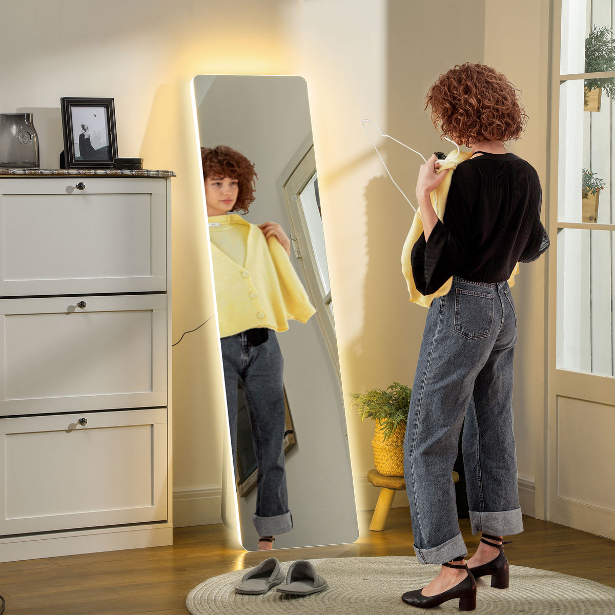HOMCOM LED Ganzkörperspiegel, Touch-Steuerung, dimmbar, rahmenlos, 40 x 150 cm – Produktabbildung 2