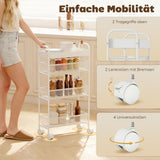 HOMCOM Küchenwagen aus Metall, 3 Körbe, schmales Design, 4 Räder, für Küche, Wohnzimmer, Badezimmer – Produktabbildung 7