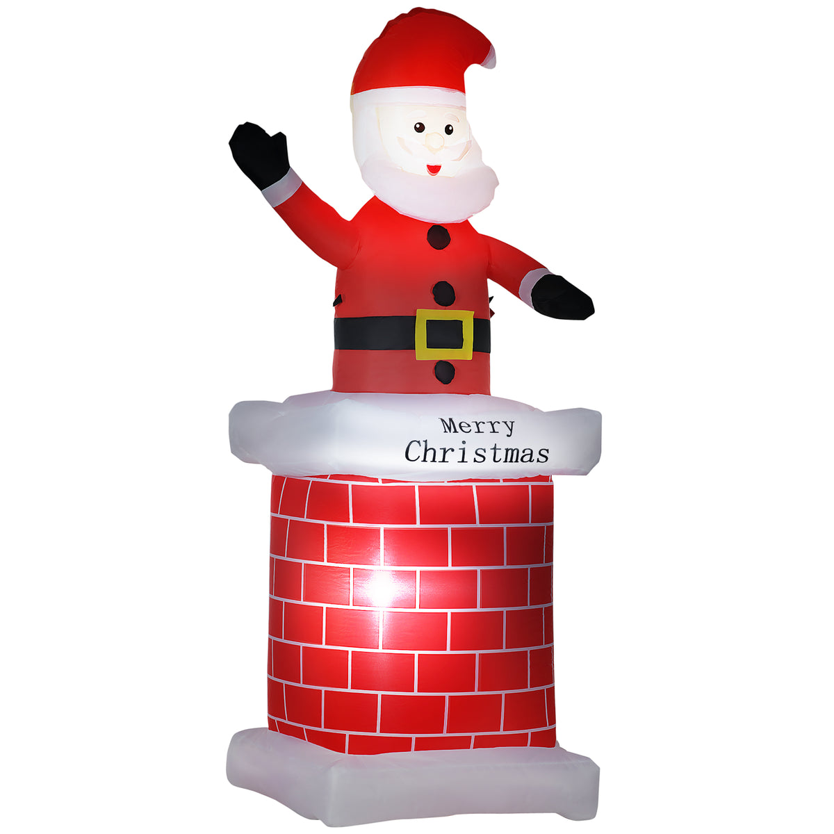 Inflatable Santa Claus with chimney, LED lighting, integrated blower, 80 x 70 x 210 cm