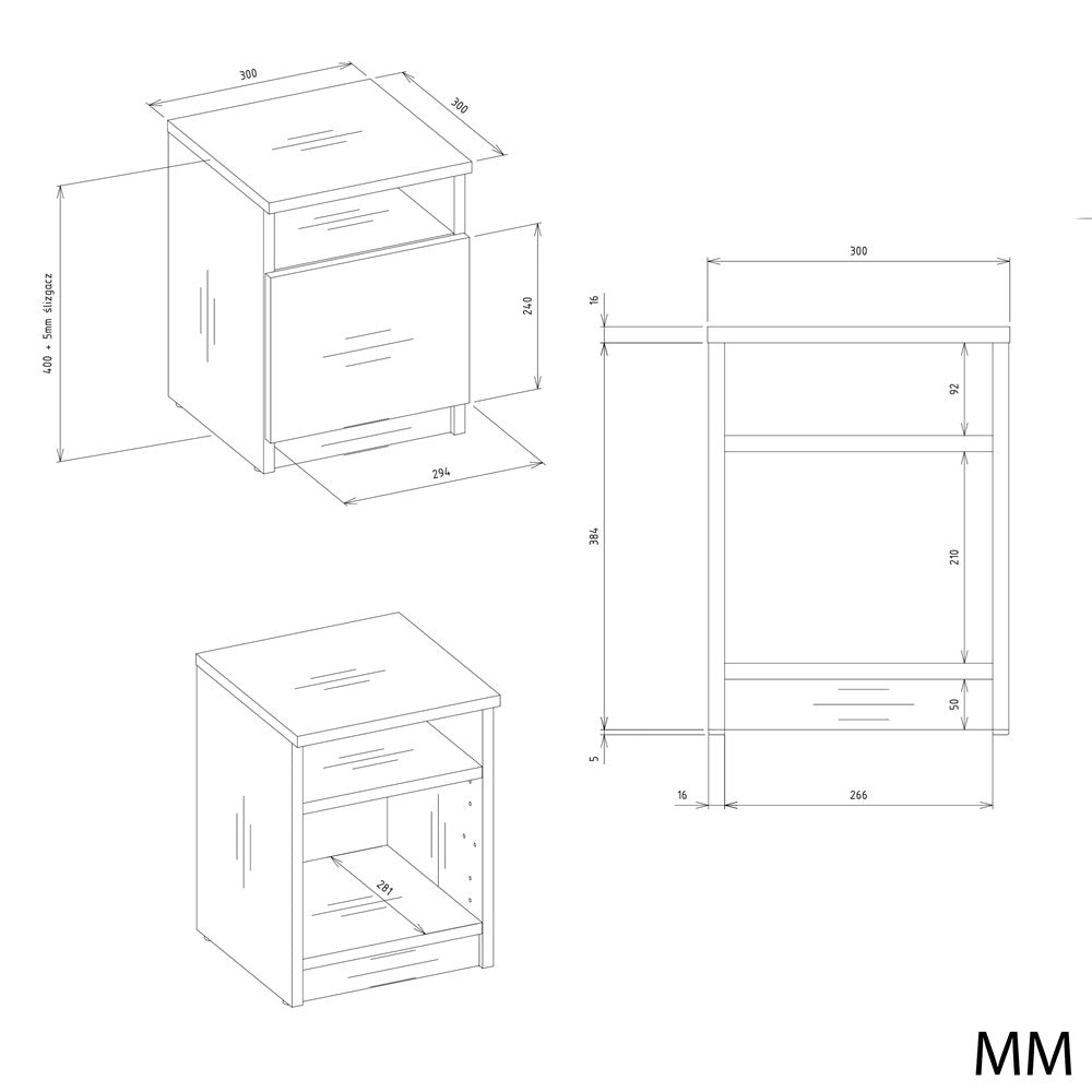 Nachttisch GALAX 30/1D WEISS-ARTISAN – Produktabbildung 5