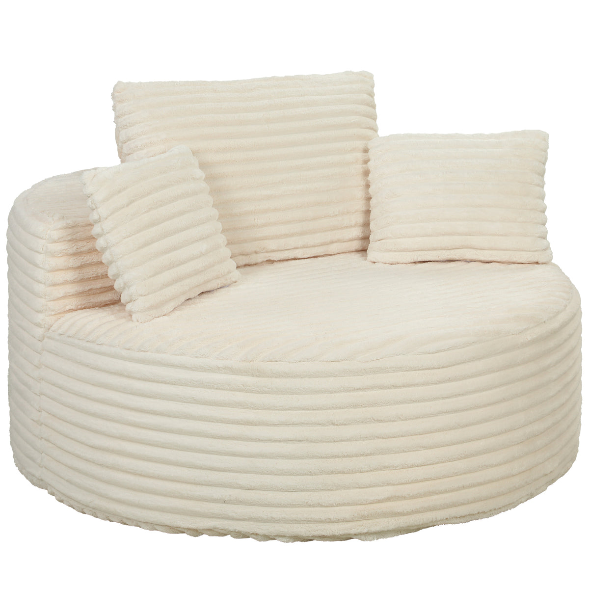 HOMCOM Sessel mit tiefer Sitzfläche, Einzelsofa ohne festen Rahmen, Vollschaum-Design, 4 Kissen, Cremeweiß