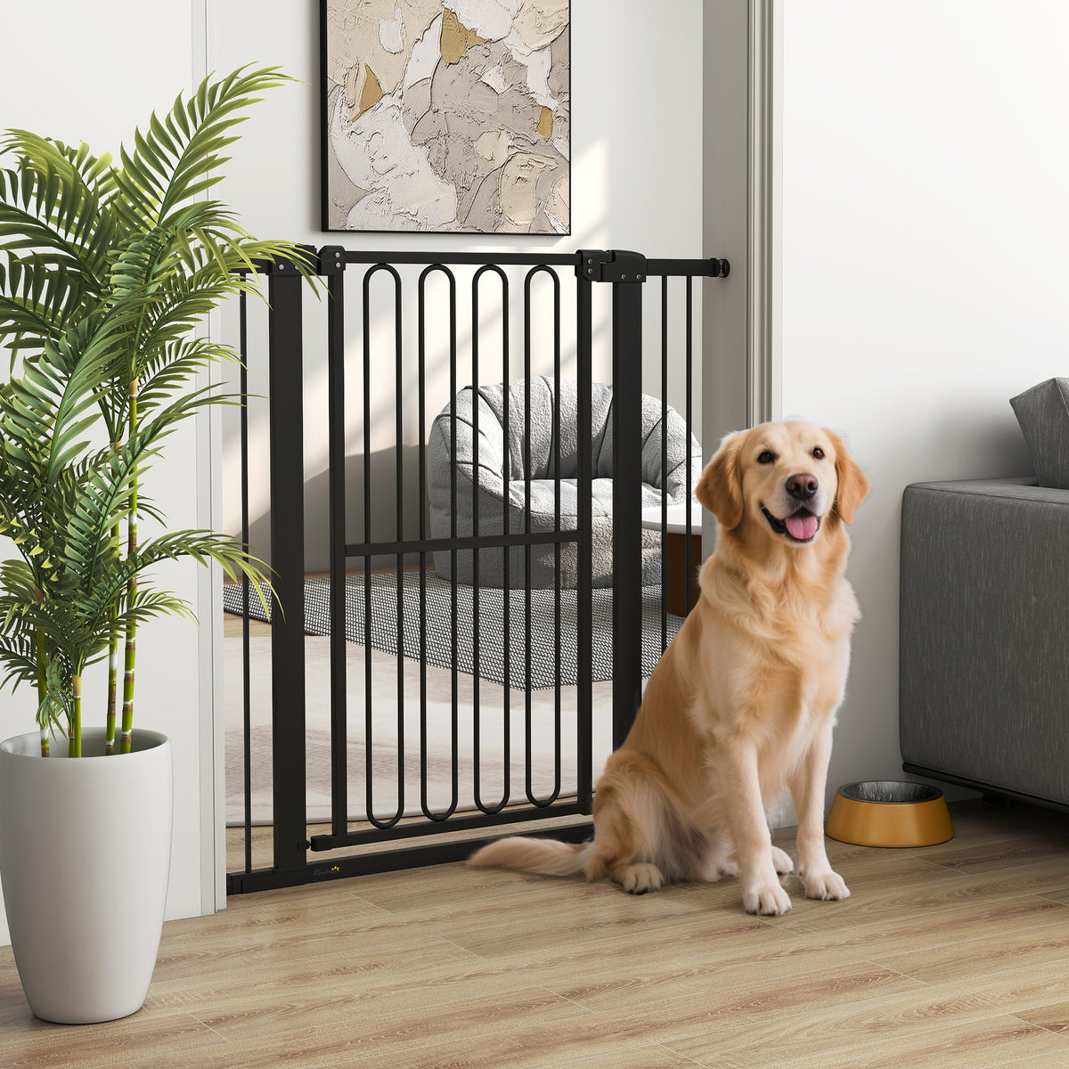 PawHut Türschutzgitter Hund, 76-104 cm Absperrgitter ohne Bohren, Treppengitter – Produktabbildung 2