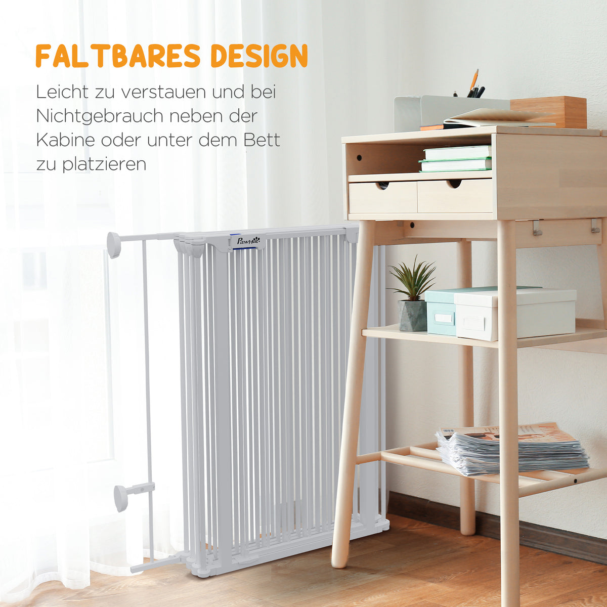 PawHut Welpenauslauf, modulares Design, klappbar, Stahlrahmen, für Innen, weiß, 90 x 123 x 102cm – Produktabbildung 5