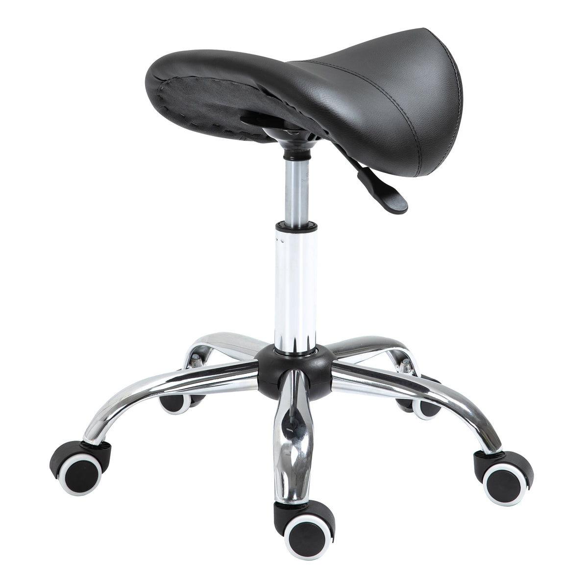 Height-adjustable rolling stool, swivel stool 49-61 cm, rotating work stool, saddle stool for office, salon