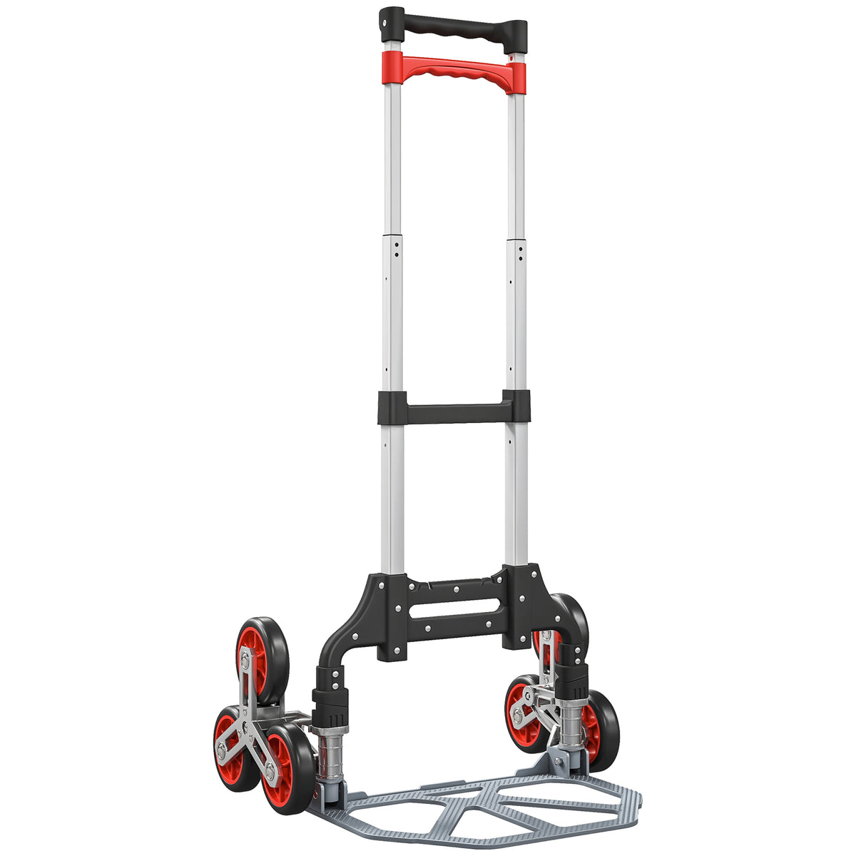 HOMCOM Faltbarer Treppensteiger-Trolley, 6-Rad-System, trägt 70 kg, Aluminium, Rot