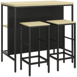 Bar set, 2 bar stools & 1 bar table, stain-resistant, stable, steel frame, black/oak