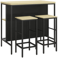 Bar set, 2 bar stools & 1 bar table, stain-resistant, stable, steel frame, black/oak