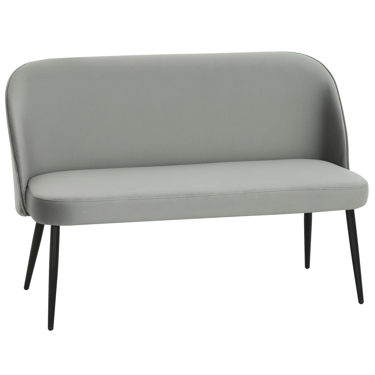 HOMCOM 2-Sitzer-Sofa, moderne Polstercouch mit Metall- und Holzrahmen, samtartiger Stoffbezug, Grau