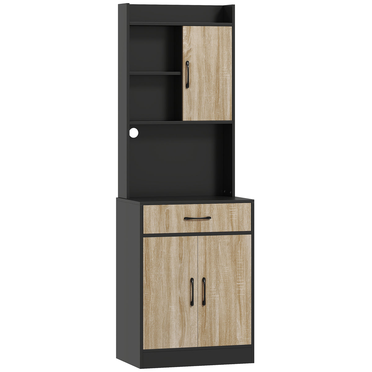 HOMCOM Küchenschrank mit Arbeitsfläche und Kabelloch, moderne Küchenkommode mit Schublade, 3 offene Regale