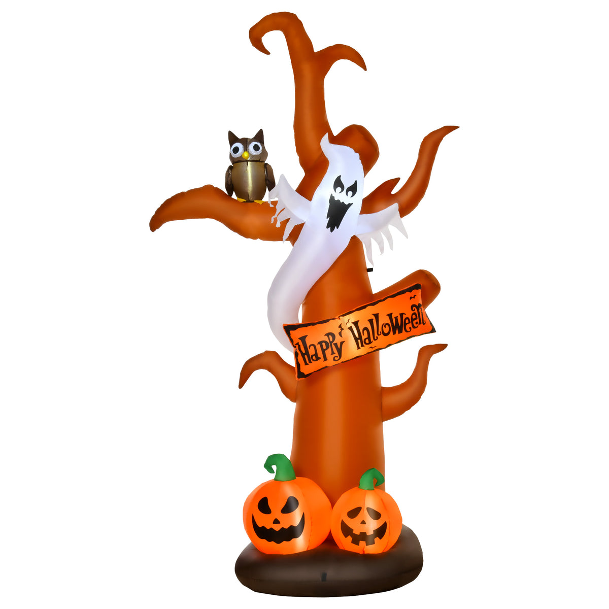 HOMCOM Selbstaufblasend Halloweendekoration mit LED-Lichtern, inkl. Gebläse und Befestigungsmaterial, 156cm x
