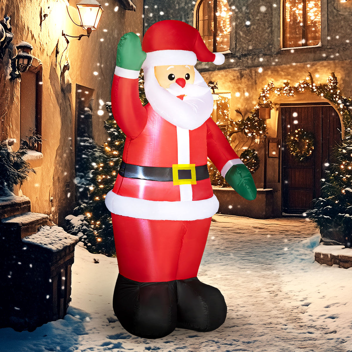 Outsunny Weihnachtsmann, 1,84 m groß, mit LED-Beleuchtung, selbstaufblasende Gartendeko – Produktabbildung 2