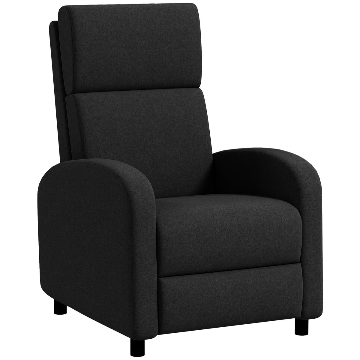 Recliner, TV chair with reclining function, upholstered, with adjustable backrest, footrest, black