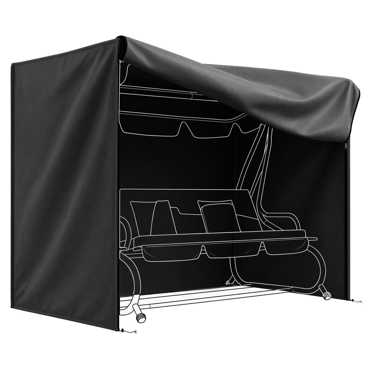 Outsunny Abdeckung für Hollywoodschaukel, wasserdicht, Polyester, 220x125x172cm, Schwarz