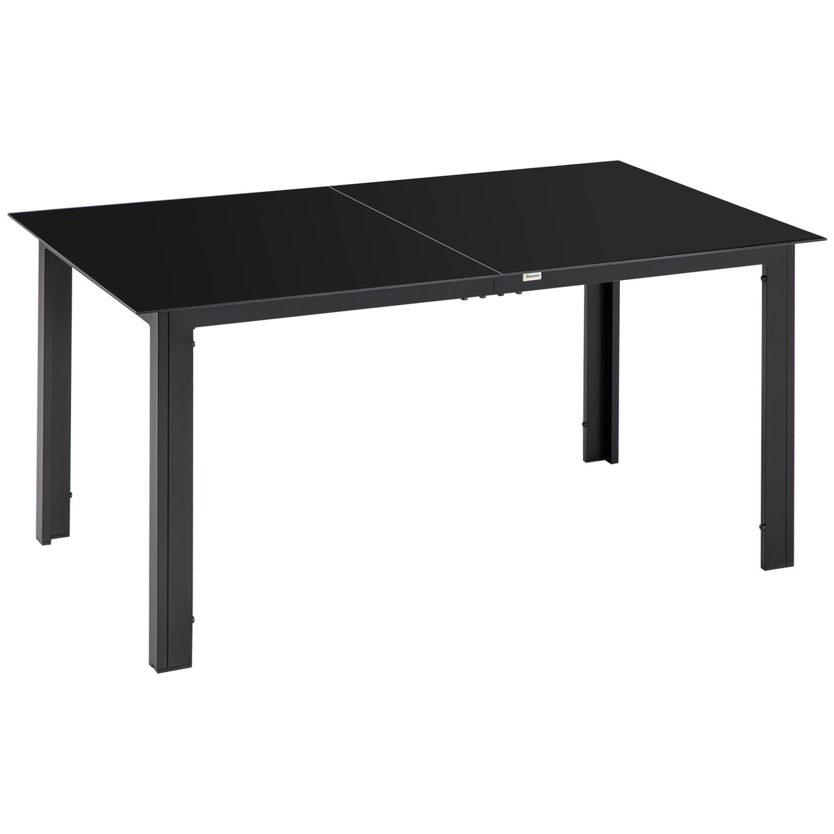 Outsunny Gartentisch für 6 Personen, wetterbeständig, gehärtetes Glas, Terrassentisch, 150 cm x 90 cm x 74