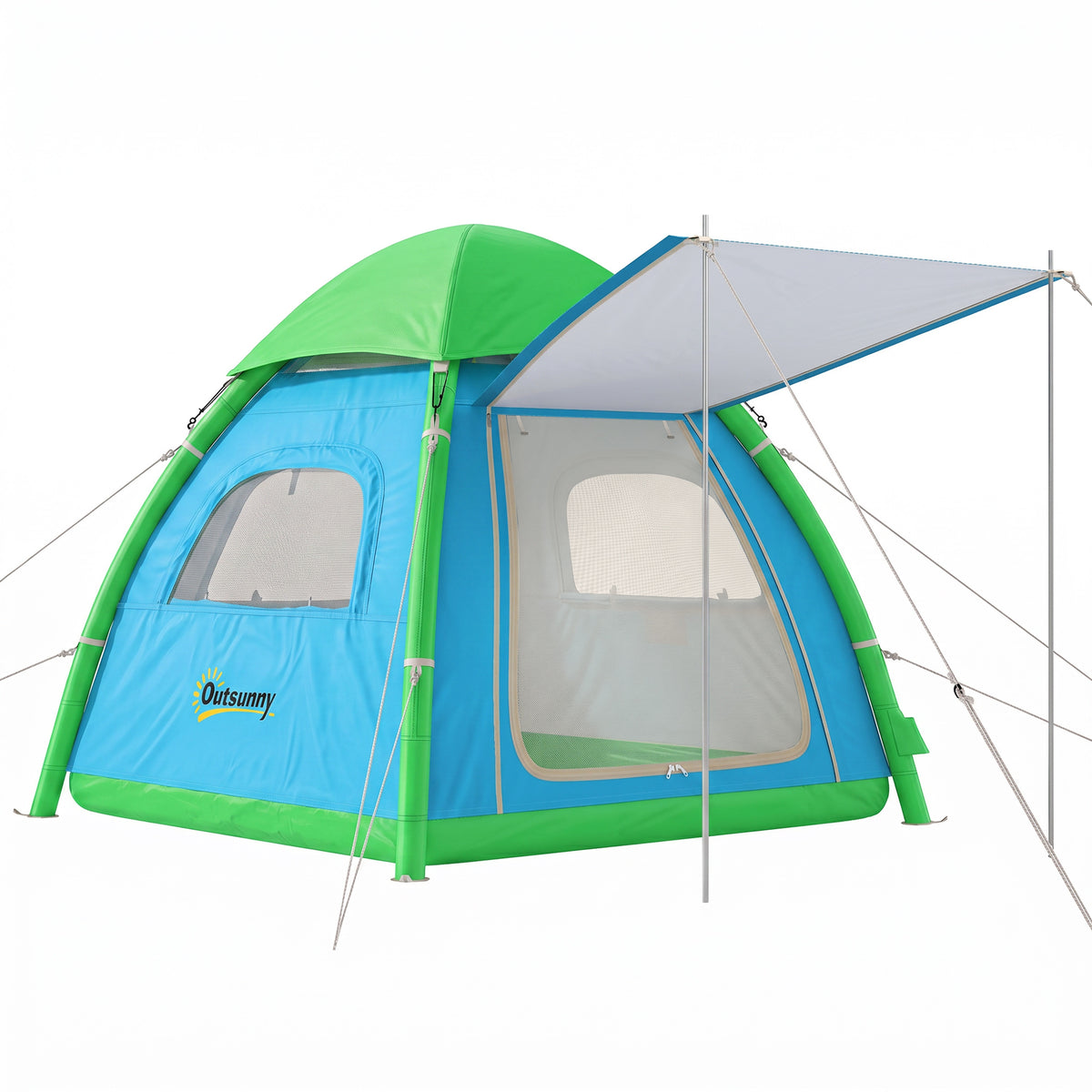 Inflatable 2-3 Person Tent, Quick Setup Outdoor Camping Tent with Air Pump, Mesh Windows, Removable Roof