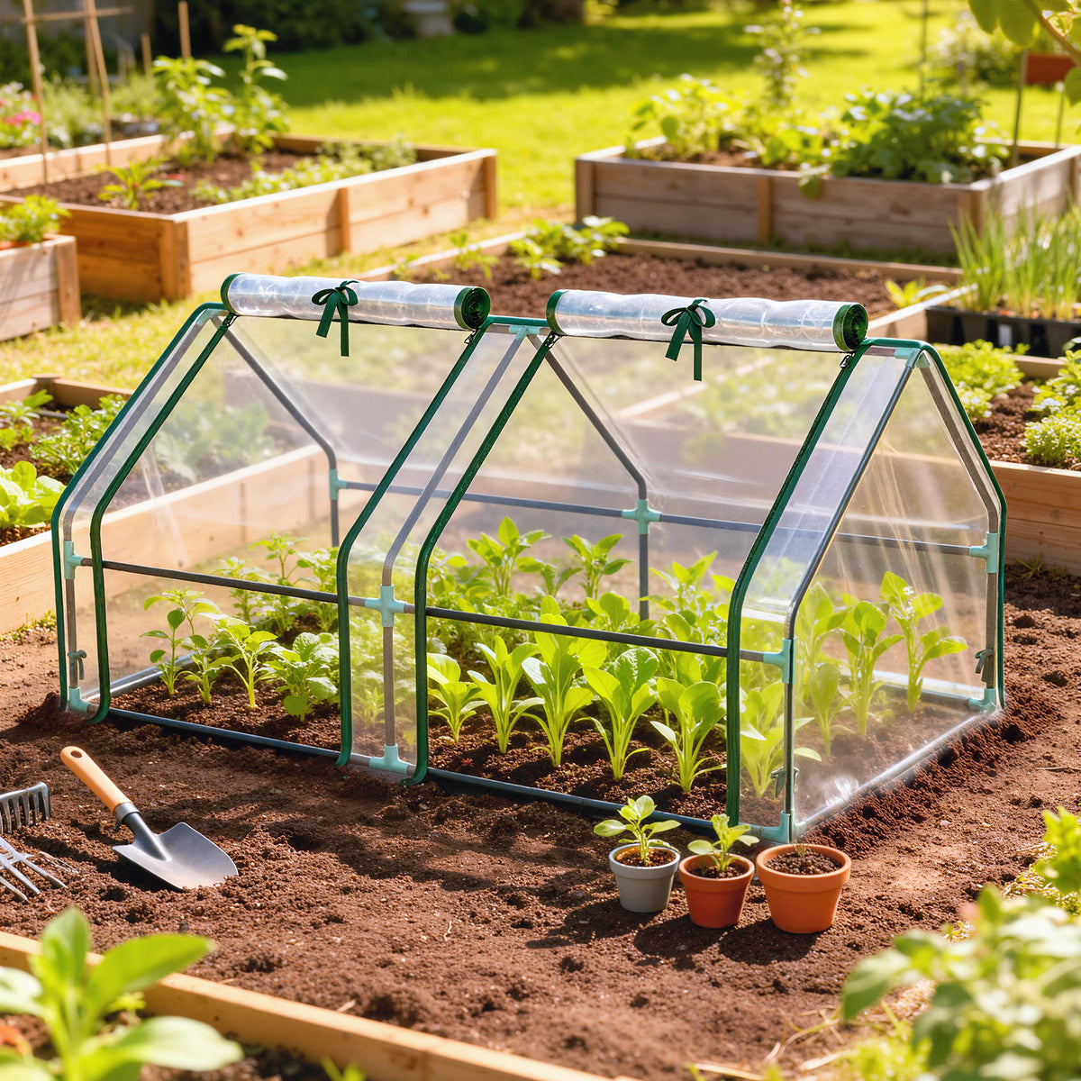 Greenhouse with zippered window, winterproof steel foil greenhouse 180 x 90 x 90 cm transparent (2)