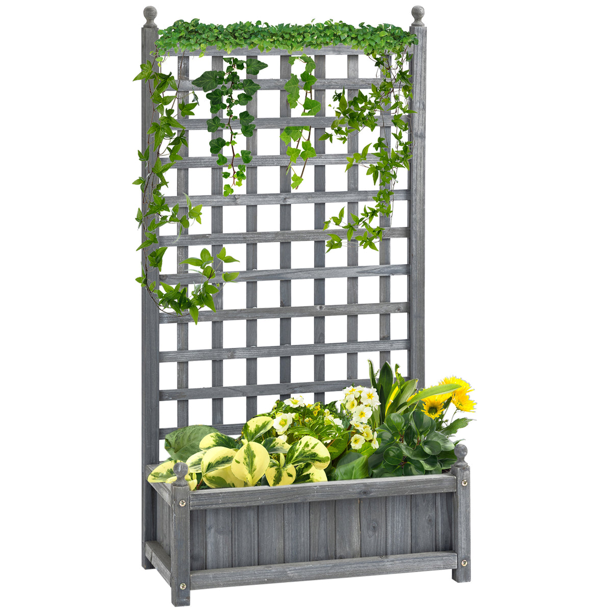Outsunny Hochbeet Pflanzkasten mit Rankgitter Blumenkasten Rankkasten Rosenbogen mit Rankhilfe für