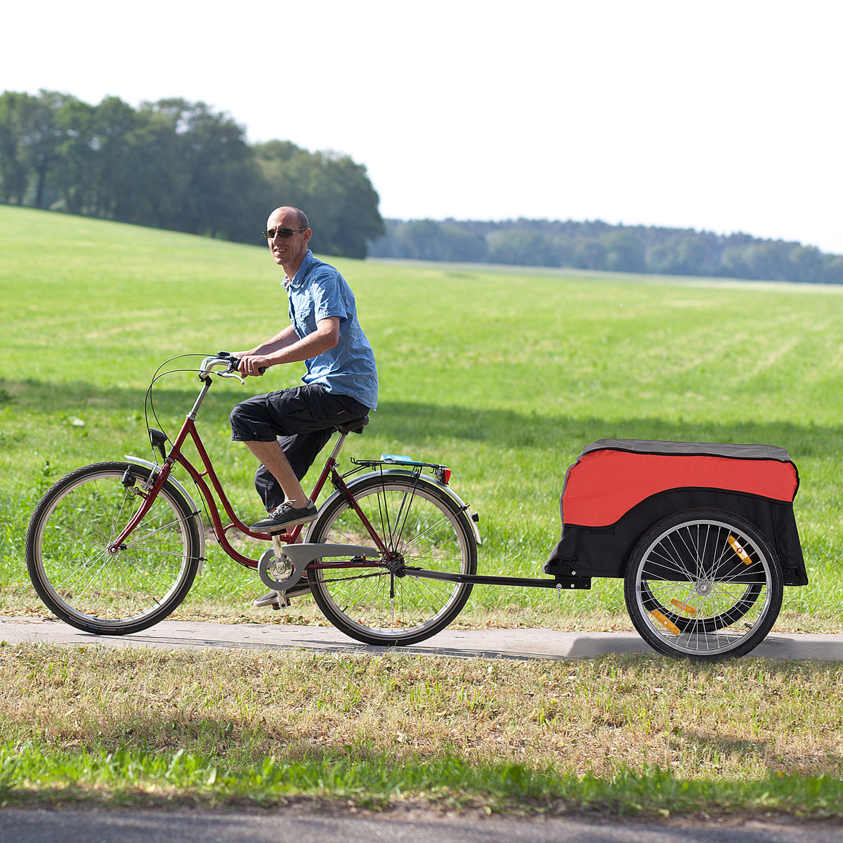 HOMCOM Transportanhänger Lastenanhänger Fahrrad Anhänge Lasten-Fahrradanhänger CargoTrailer – Produktabbildung 2