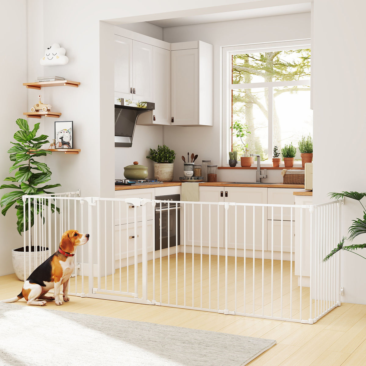 PawHut Haustierzaun, 6-Panel-Barriere mit Tür, faltbar, für kleine & mittelgroße Hunde, Kunststoff – Produktabbildung 2