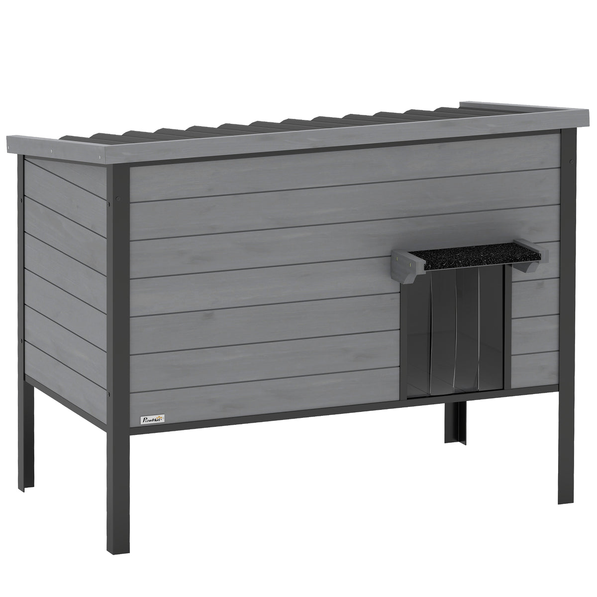 Weatherproof cat house with hinged roof, removable floor, entrance for 1-2 cats up to 12 kg, 85x55x70 cm, light