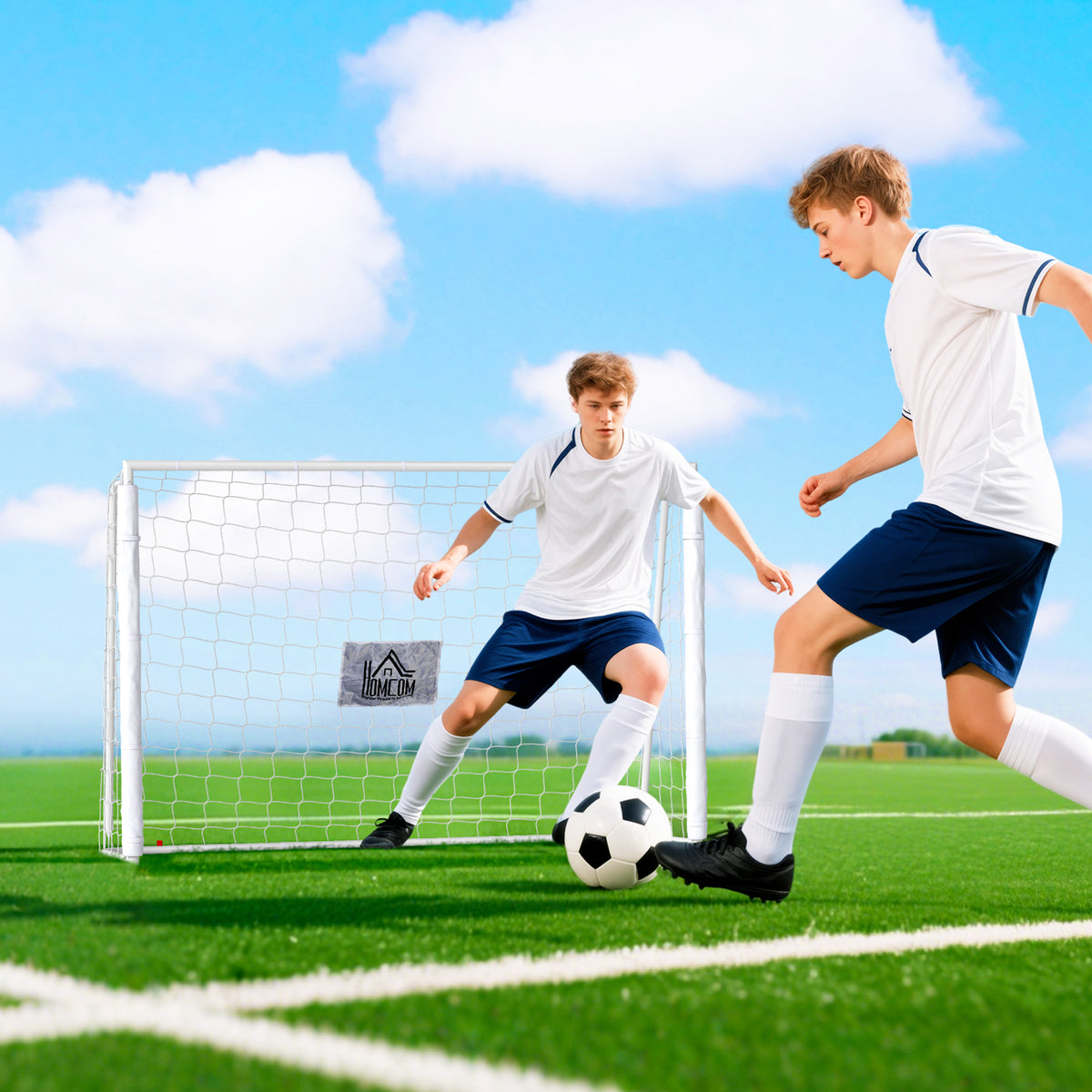 Children's football goal, target marker, shock-absorbing sleeves, garden, 186x123cm, white (2)