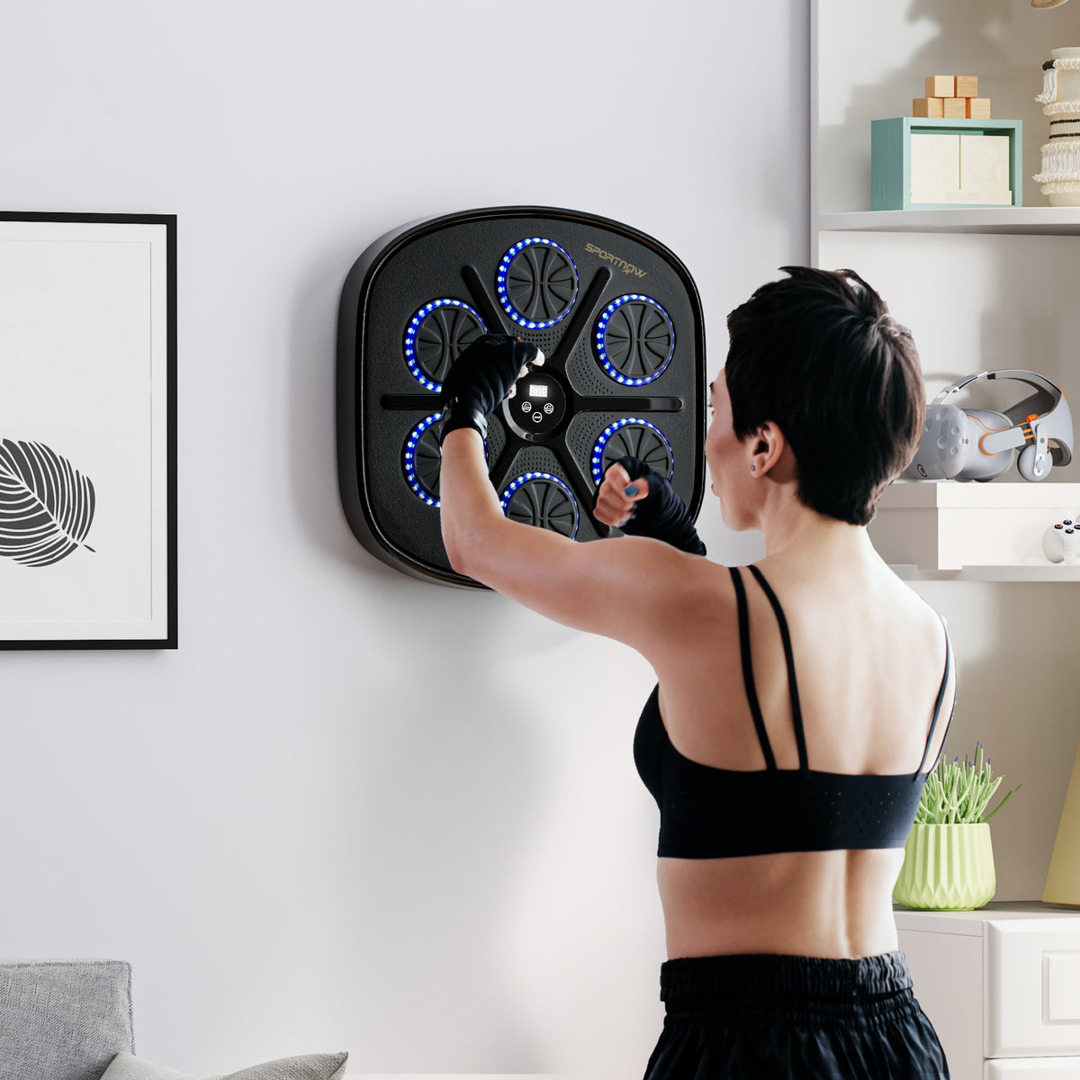 Musik-Boxmaschine, Rhythmisches Boxgerät, 9 Modi, Bluetooth, LED-Lichter, mit Boxhandschuhen, Schwarz – Produktabbildung 2