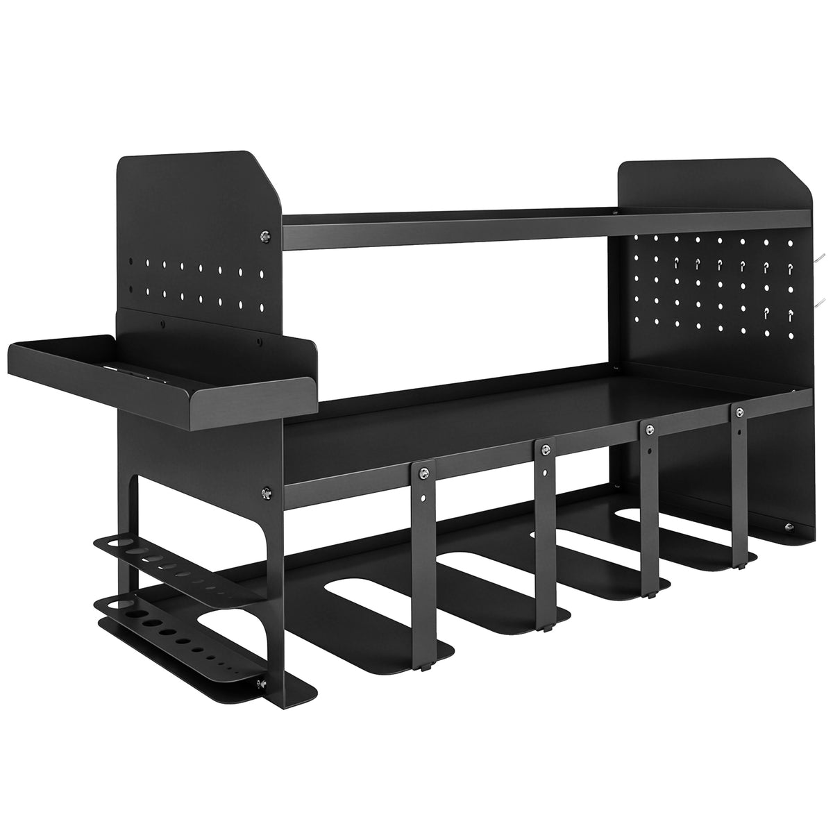 Outsunny Gartenwerkzeug-Organizer 2-stufig Gartengeräte Ständer mit Haken Seitenfach bis 50 kg 61,8 x 23 x