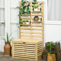 Outsunny Aufbewahrungsbox mit Spalier, 4 Hängeregale, Magnettür, Massivholz, Natur, 80 x 45 x 160 cm – Produktabbildung 10