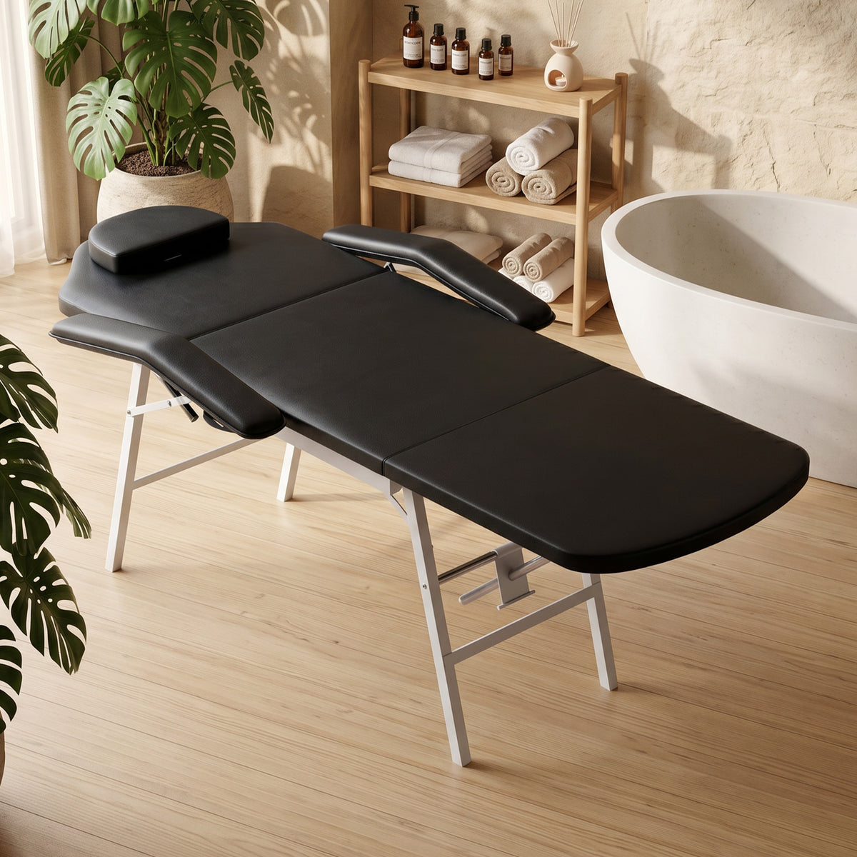 HOMCOM Tragbare Massageliege, 3-teilige verstellbare Kosmetikliege mit Gesichtsausschnitt, abnehmbarer – Produktabbildung 2