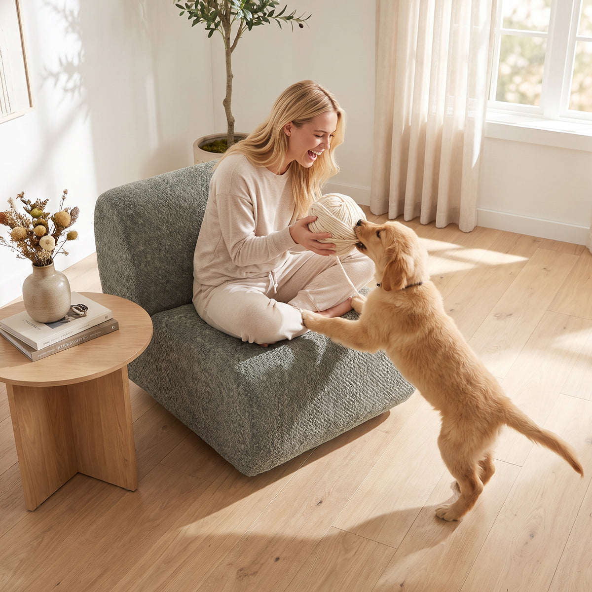 HOMCOM Sessel Drehbarer Loungesessel mit Chenille-Optik, Breiter Sitzfläche, für Wohnzimmer – Produktabbildung 8