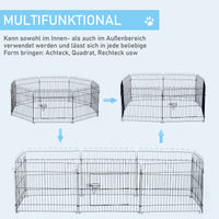 Welpenlaufstall 8-TLG Welpenauslauf mit 8 Gitterplatten Tür Schutzplane Freilaufgehege 61cm hoch – Produktabbildung 4