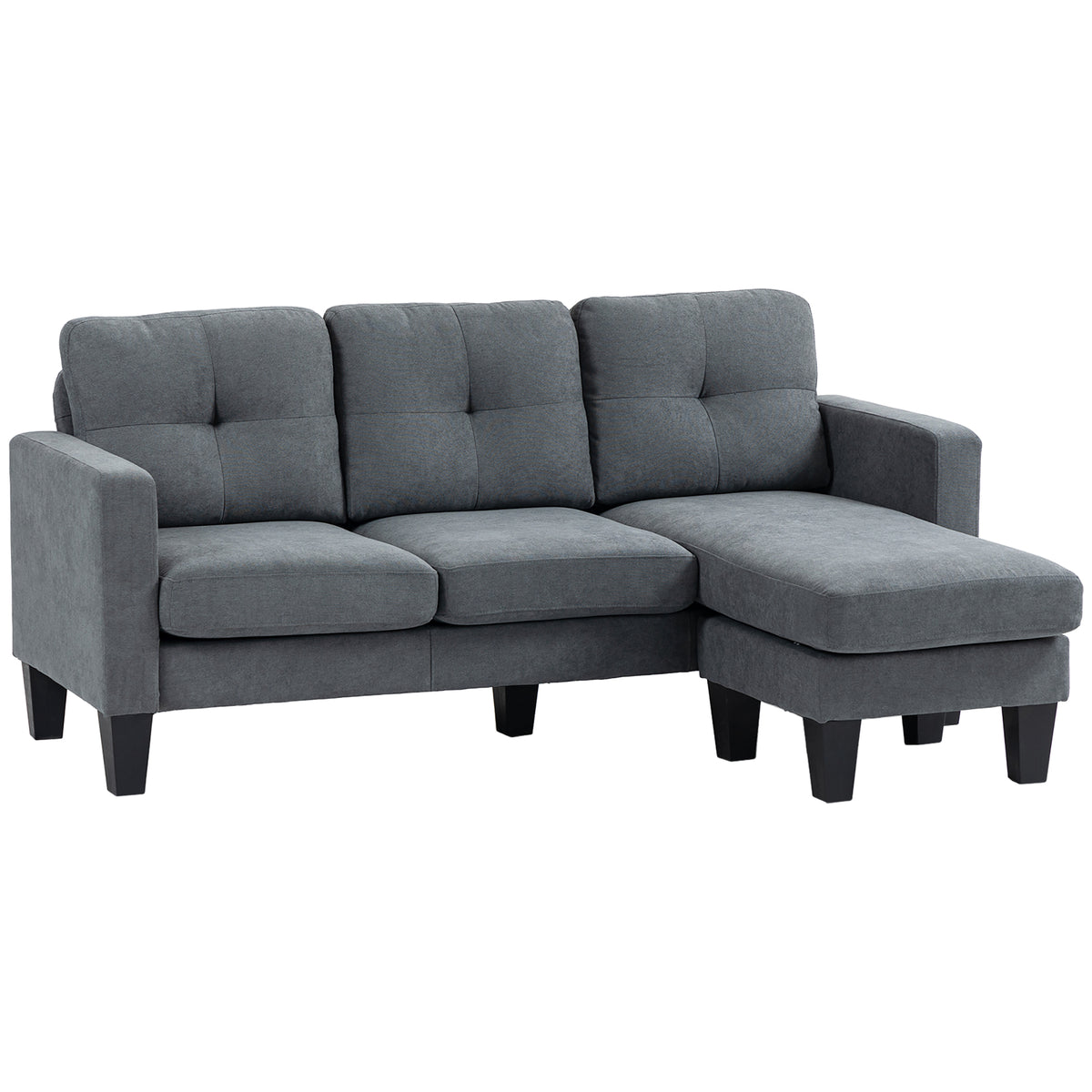 HOMCOM Ecksofa in L-Form, beidseitig anbringbare Chaiselongue, Polstersofa, Dunkelgrau