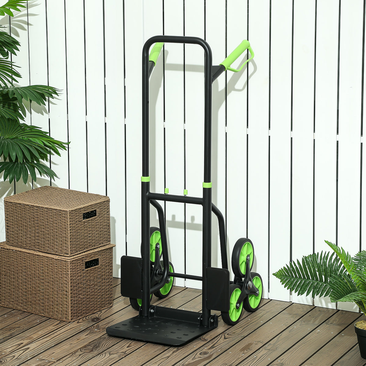 Folding stair-climbing hand truck, transport trolley with steel frame, max. 120kg (2)