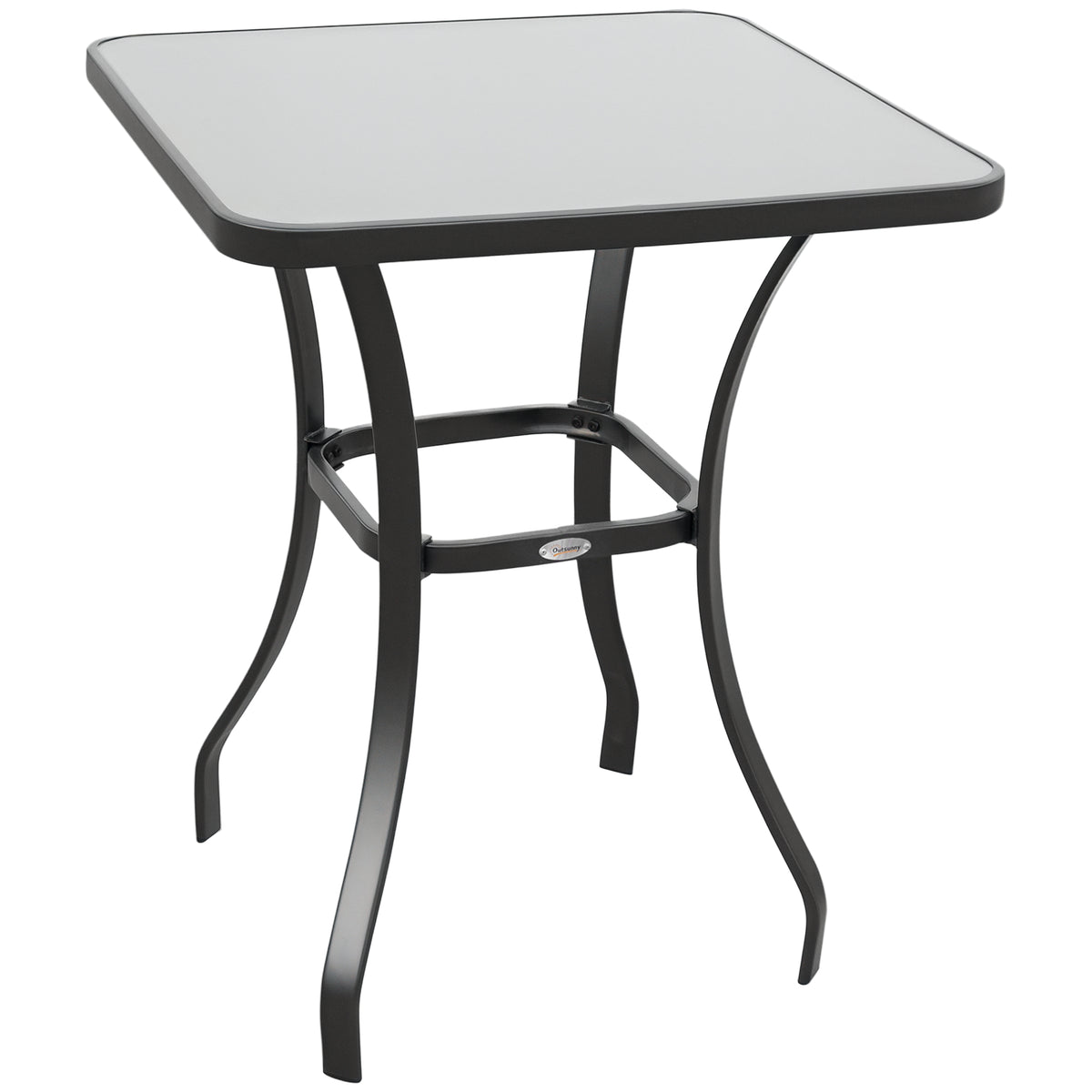 Garden table bistro table glass table tempered glass+metal black L68.5xW68.5xH84cm