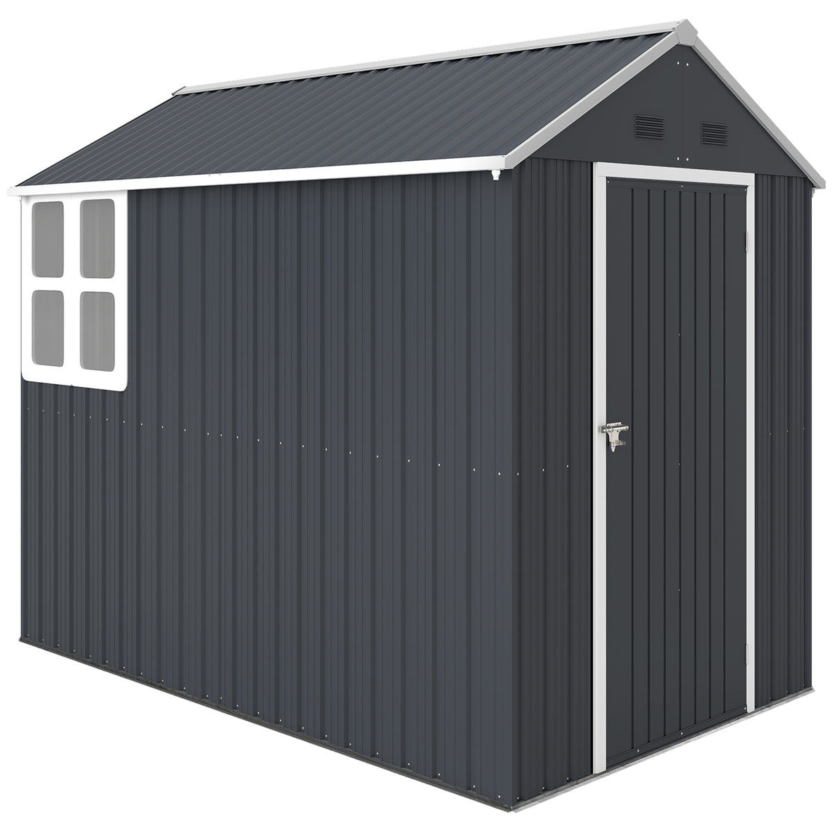 Garden shed, metal tool shed, double door, window, 259x172x222 cm, gray/white