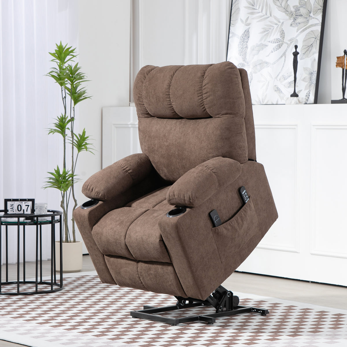 HOMCOM Relaxsessel mit Aufstehhilfe, elektrisch, 90x75x100cm, Braun – Produktabbildung 2